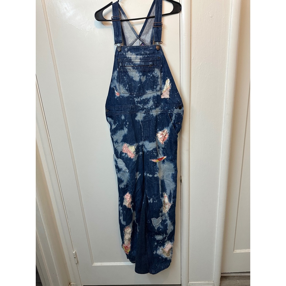 Patagonia Womens Quilt Patchwork Denim Overalls Made in USA Blue Sz M boho alter
